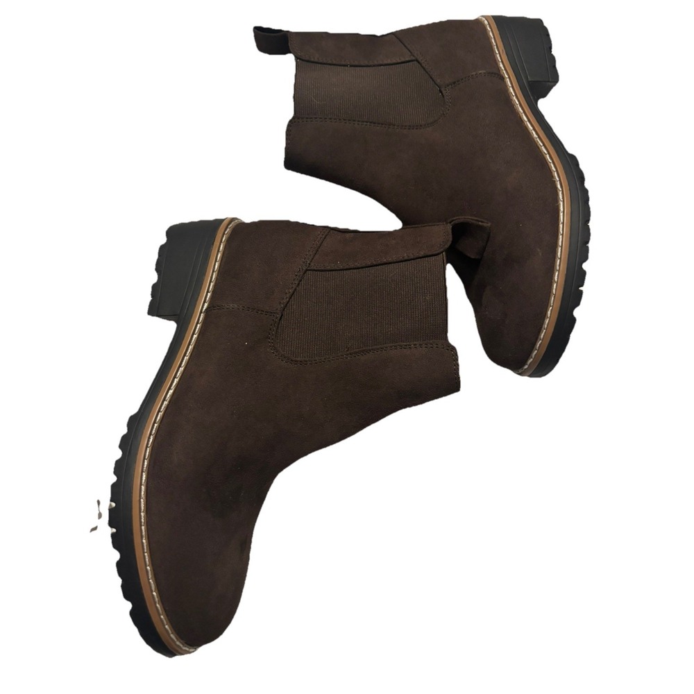NEW Kensie Kayla Women's Chelsea Faux Brown Suede Boots Size 8 - Picture 7 of 8